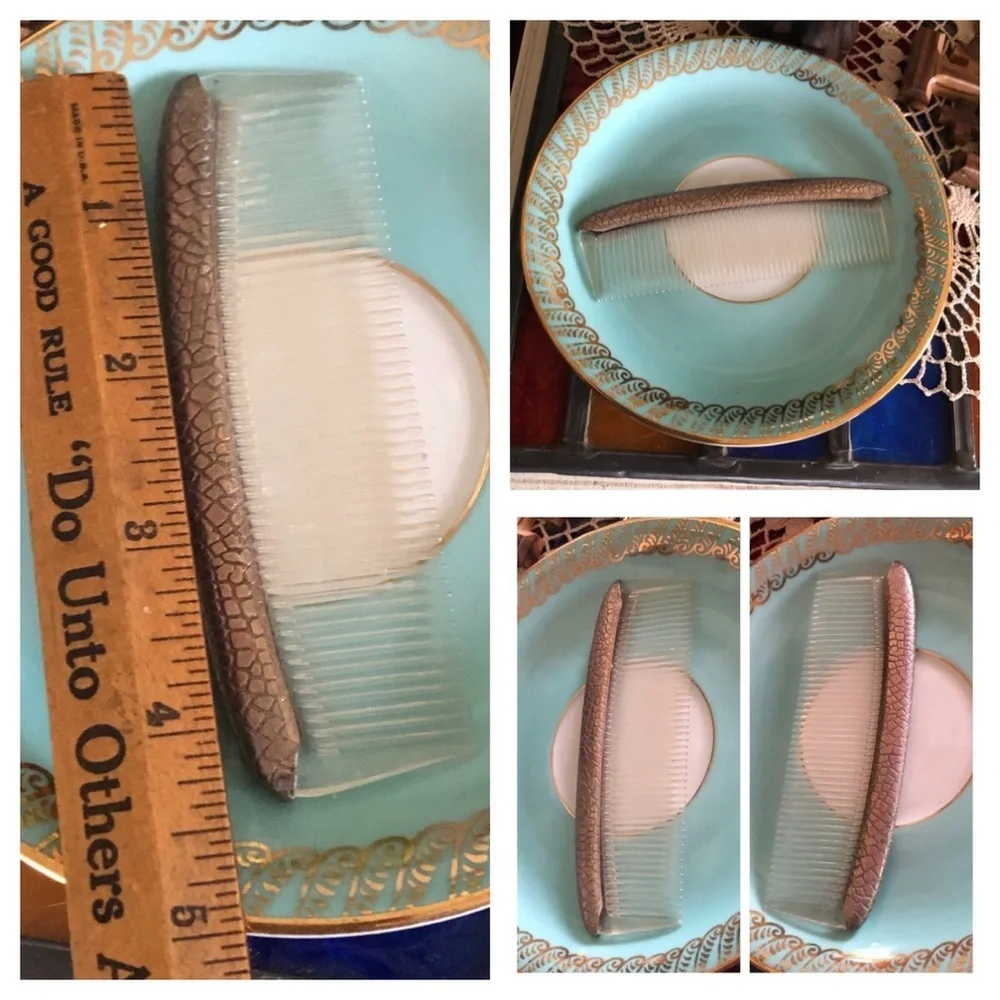 Vintage Lucite & Brass Comb